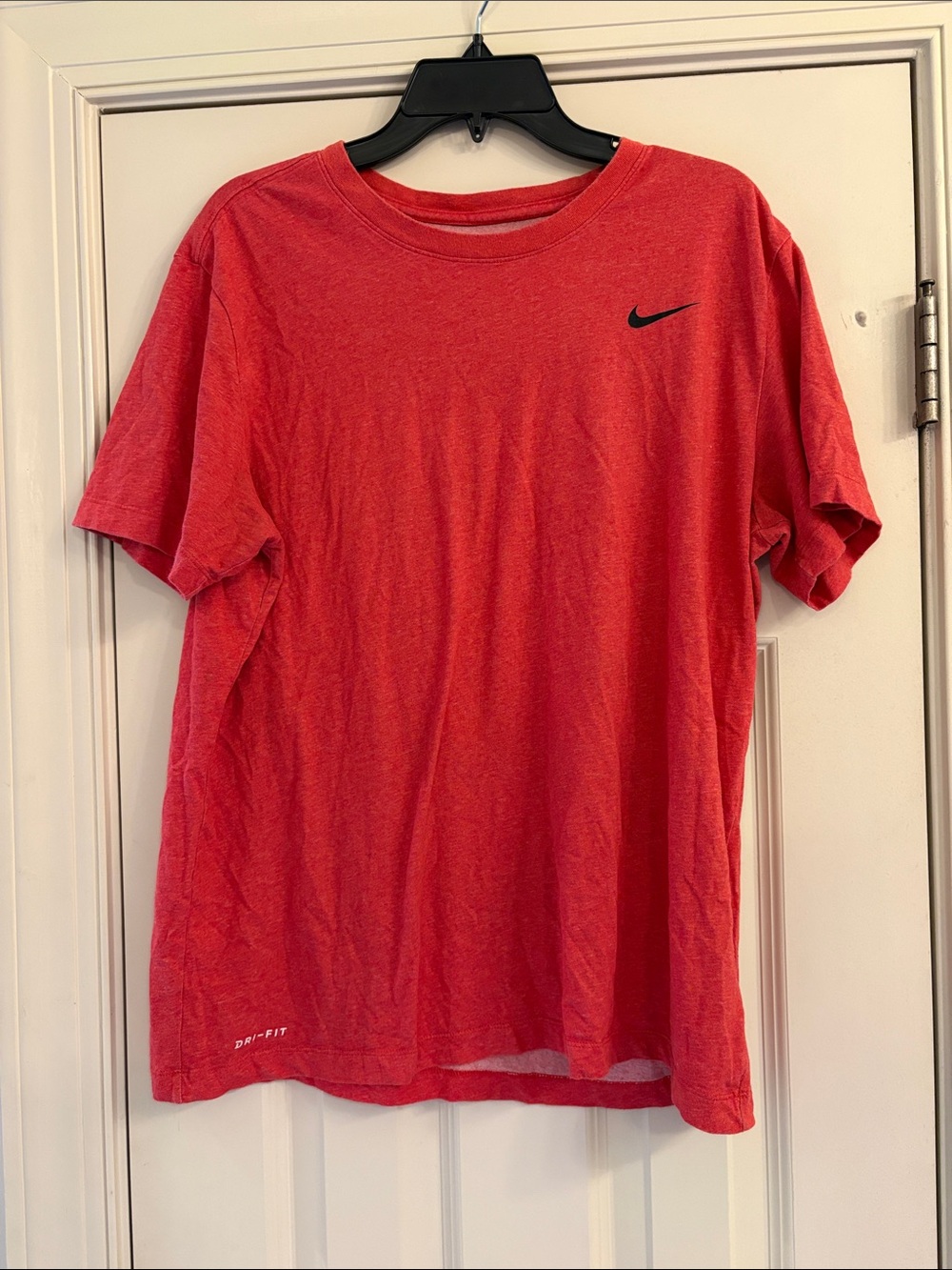 Nike Red Short Sleeve Dri-FIT Tee with Black Swoosh